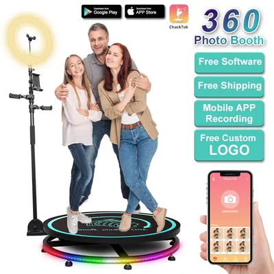 360 Photo Booth Machine for Parties with Extra Battery Logo Customization,Software APP Remote