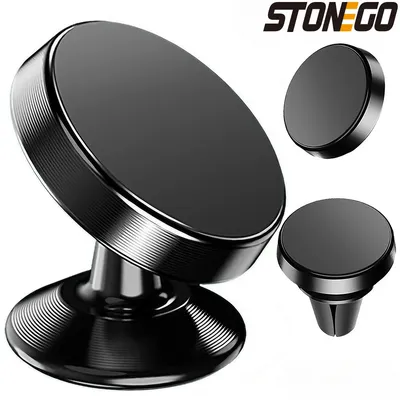 Magnetic Car Phone Holder - 3 Styles: Flat, Vent, and Stand - Secure and Easy Phone Access While