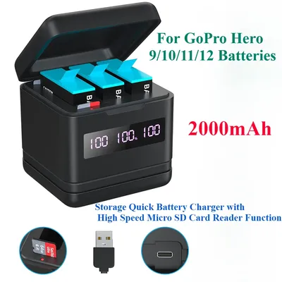 Batteries and Storage Quick Battery Charger with High Speed Micro SD Card Reader Function 2000mAh