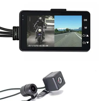 3 Inch 1080P HD Motorcycle Driving Recorder DVR Waterproof Double Mirror VGA Format Motorcycle