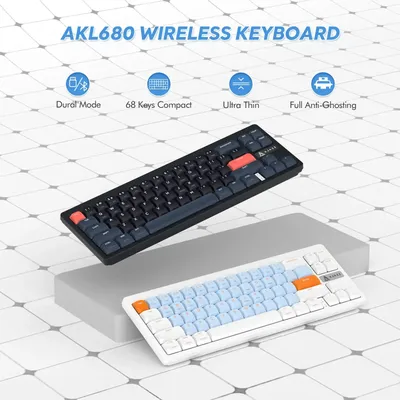 AKL680 Mechanical Keyboard, Wireless Keyboard, Color Match Ultra-Thin Gaming Keyboard, Dual Mode