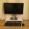 Wooden Monitor Stand LED Computer Monitor Riser Desktop Organizer Display Rack Purplish White