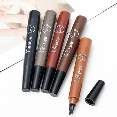 Dark Brown Eyebrow Pencil Microblading Eyebrow Tattoo Pen Makeup Waterproof 4 Tip Eyebrow Pen Black