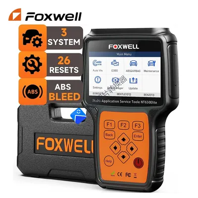 FOXWELL NT650 Elite OBD2 Automotive Scanner Code Reader Active test A/F BRT ABS SRS DPF Oil 26 Reset OBD 2 Car Diagnostic Tool