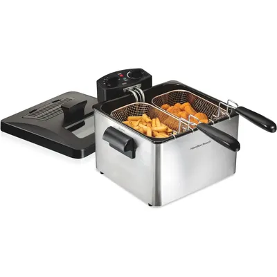 Deep Fryer W/ 2 Frying Baskets, 19 Cups / 4.5 Liters Oil Capacity, Lid W/ View Window, Professional