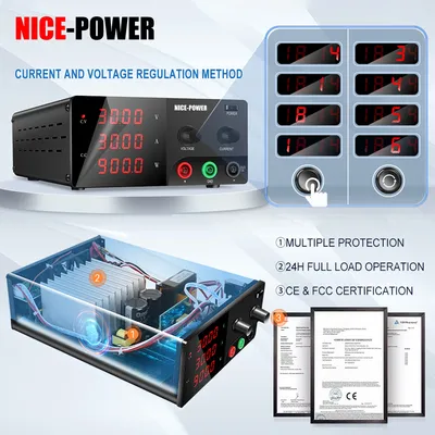 NICE-POWER DC Power Supply Variable 30V 30A 20A 60V 10A Lab Bench Power Supply 900W Digital