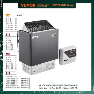 VEVOR Sauna Heater 3/4.5/6/9KW 220V Electric Sauna Stove Steam Bath Sauna Heater for Max. 317-459