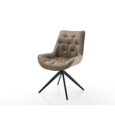 DELIFE Esszimmerstuhl Taimi-Flex Mikrofaser Taupe Vintage Kreuzgestell breit Schwarz, Esszimmerstühle Image