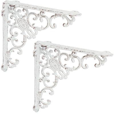 Relaxdays Regalwinkel antik, 2er Set, Regalträger Gusseisen, Barocke Ornamente, Winkel für Image