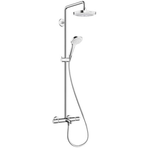 Croma Select e - Thermostat-Wannenarmatur Showerpipe 180 mit Zubehör, für 2 Verbraucher, weiß /