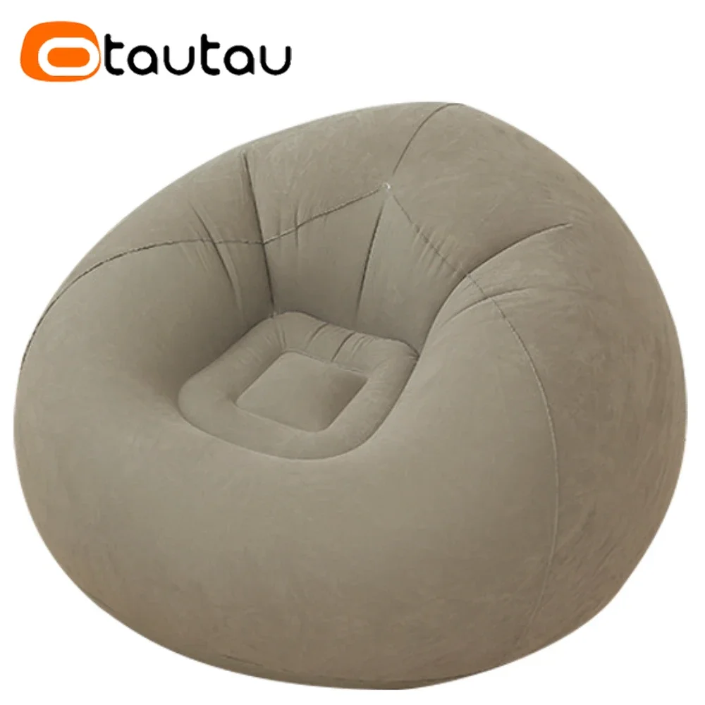 OTAUTAU Aufblasbares Sofa Outdoor Tragbare Campingcouch Klappbarer Gartenstuhl Bequemer Lazy Pouf Sac Platzsparende Möbel SF028 Image