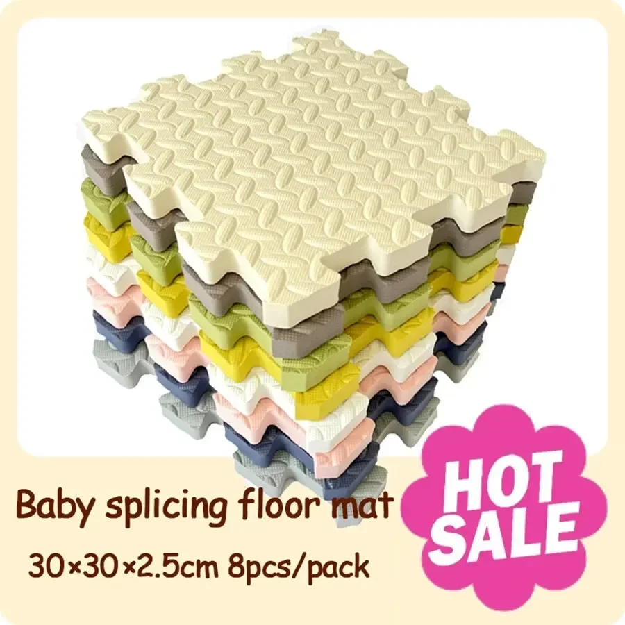 2,5 cm dicker, einfarbiger Baby-Spielmatten-Teppich mit Puzzleteilen für Kinderzimmer, Spielbereiche und Fitnessstudio, Baby-Spielmatte, Baby-Teppich