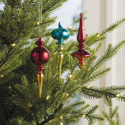 Set of 3 Glass Finial Ornaments - II (Red) - Ballard Designs