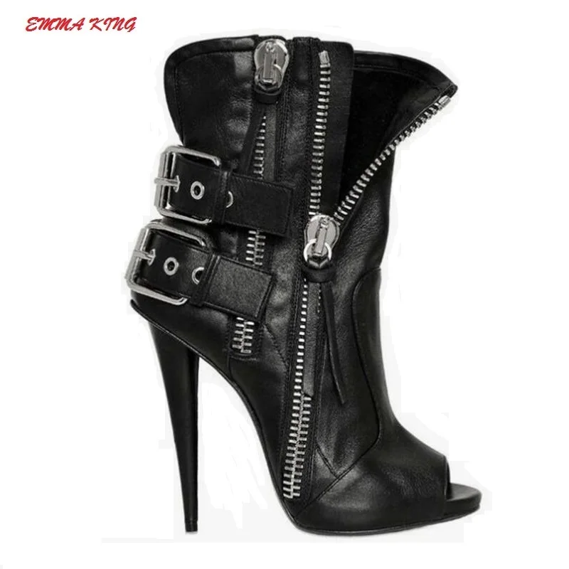 Emma König Sommer Stiefel Gladiator Sandalen Frauen High Heel Peep Toe Sandalen Stiefel Schnalle Seite Zipper Fashion Frau Schuhe 2021