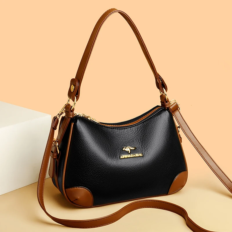 Echte 3 Schichten hochwertige weiche Leder Damen Umhängetaschen für Frauen Luxus Handtaschen Damen Taschen Designer Schulter 2024 Image