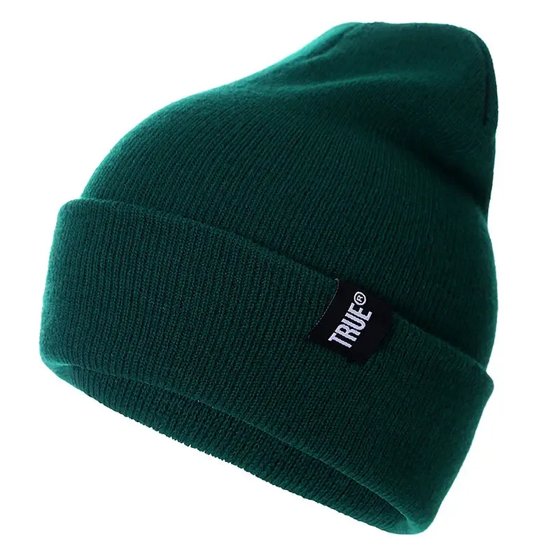 Letter True 10-Farben-Freizeitmützen für Männer und Frauen, modische gestrickte Wintermütze, solide Hip-Hop-Skullies-Mütze, Motorhaube, Unisex-Kappe