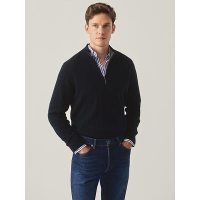 J.McLaughlin Men's Henry Cashmere 1/4 Zip Top Dark Navy, Size Large