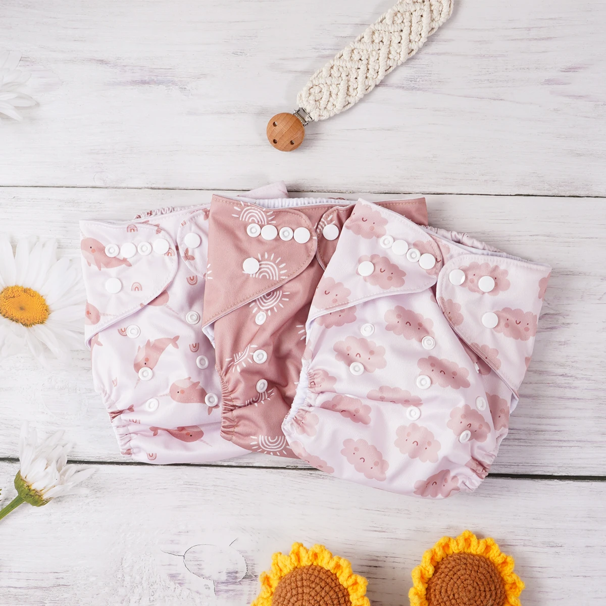 3 Stück ökologische Baby wasch bare wieder verwendbare Stoff tasche Windel Baby Windel mit einer Tasche passen 3-15kg Baby Image