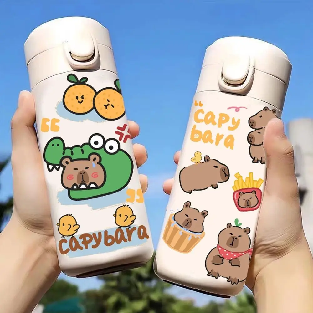 Edelstahl Capybara isolierte Wasser flasche Cartoon auslaufs ichere Kinder Sport Wasser flasche 420ml große Kapazität Image