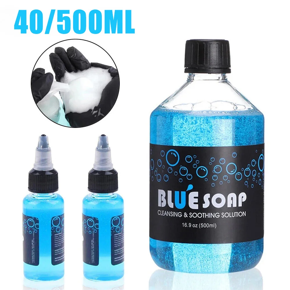 500/40 ml konzentrierende grüne Tattoo-Seife, blaue Seife, milde Tattoo-Reinigung, beruhigende Nachsorge-Lösung, Flüssigseife für Tattoo-Salon Image