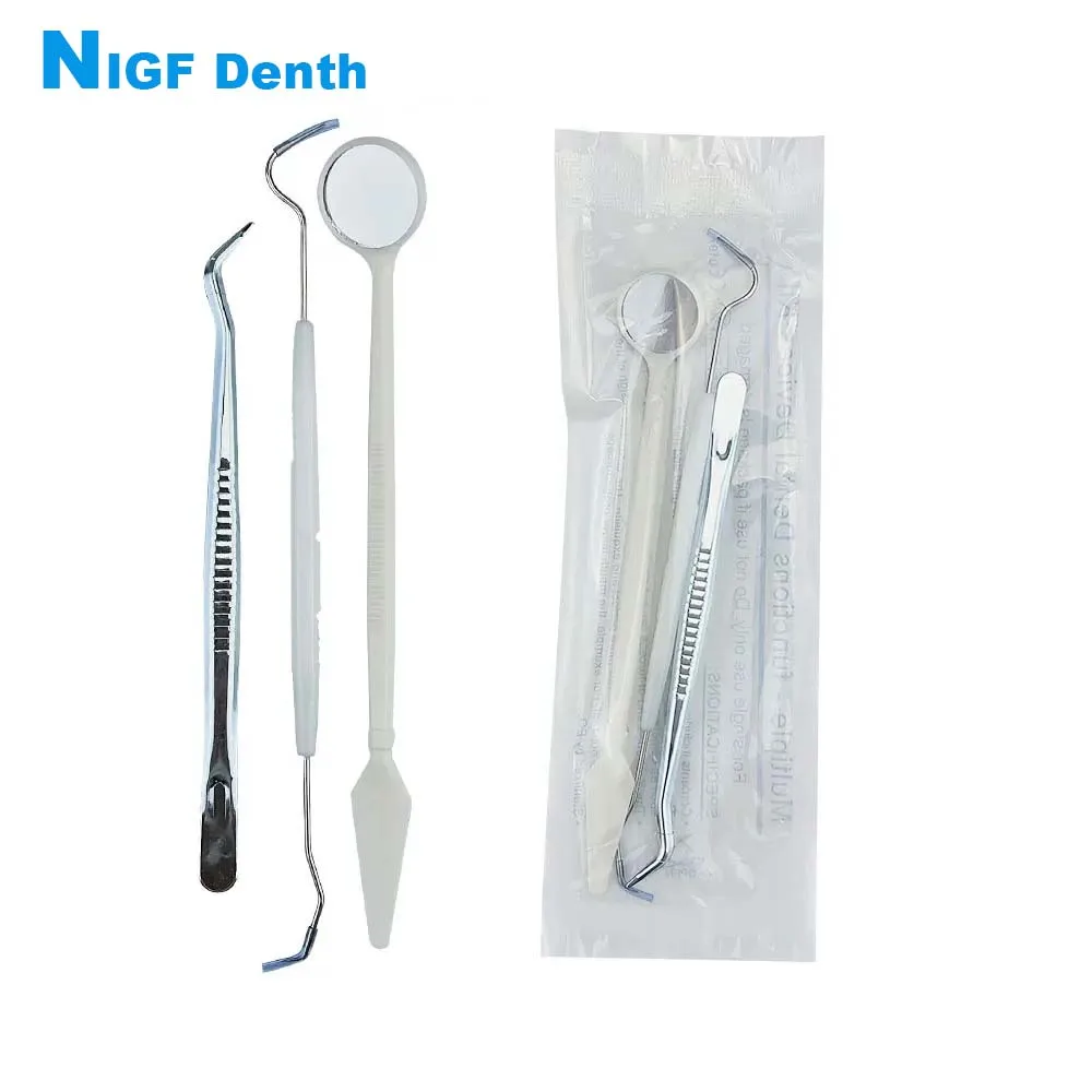3 Teile/satz Dental Tool Kit Edelstahl Instrument zahnarzt Kit Mund Spiegel Sonde Haken Pick Pinzette Set dentista Mundpflege Kit Image