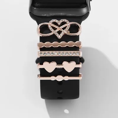 5-teiliges Set mit minimalistischem, doppelt herzförmigem, dekorativem Apple Watch-Armband, Serie 8, Image