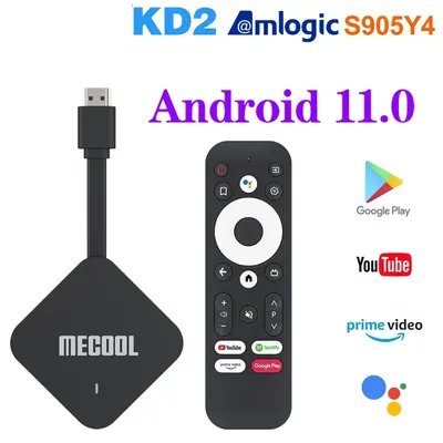 Top Global KD2 Smart TV Box Android 11 ATV Google Certified TV Stick Amlogic S905Y4 4GB 32GB 4K Wifi