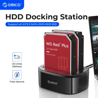 ORICO Dual-bay Hard Drive Docking Station for 2.5/3.5 Inch HDD SSD SATA to USB 3.0 HDD Docking