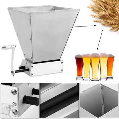 Only Available in US Malt Crusher 4L 2 Roller Grinder Stainless Steel Grain Crusher Adjustable