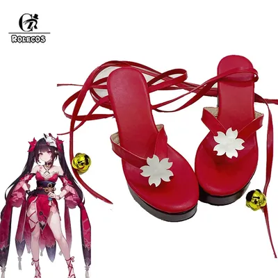 ROLECOS Game Honkai: Star Rail Sparkle Cosplay Shoes High Heel Red PU Leather Christmas Women Shoes