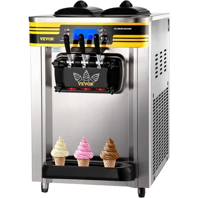 Soft Serve Ice Cream Maker, 2350W Commercial Ice Cream Machine 5.8-7.9 gal per hour, Puffing &