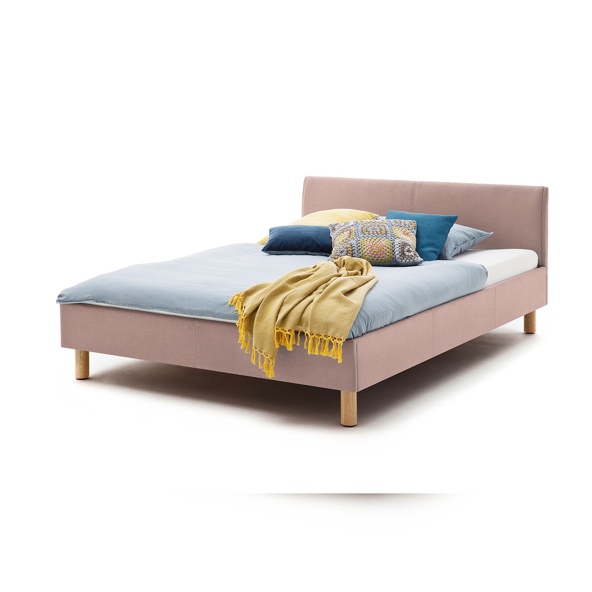 KAWOLA Bett LEO Polsterbett Stoff rosa 120x200cm Image