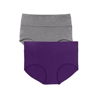 Plus Size Women's Cotton Spandex Comfort Waist Brief 2-Pack by Comfort Choice in Rich Violet (Size 15)