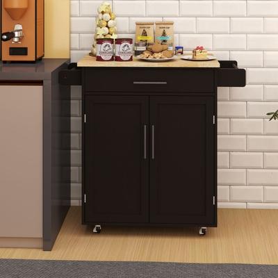 Kitchen Island with Adjustable Shelves and Towel Rack