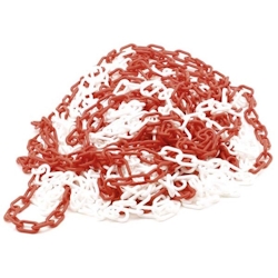 Perel Absperrkette zum Markieren, Absichern oder Sperren von Gefahrenzonen, Baustellen und Wegen, innen und außen, Kunststoff, Rot/Weiß, 25 m, 6 mm. Image