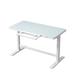 Azen Smart Standing Desk with charging ports and drawer - All White - Tempered Glass Top - More4Home YQ22S-ZF2G-J-W