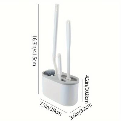 TEMU 1pc Toilet Brush Suit, 1 Toilet Brush, 1 Silicone Brush Head, Brush For Cleaning Dead Corners, Toilet Cleaning Tools Interior Supplies Image