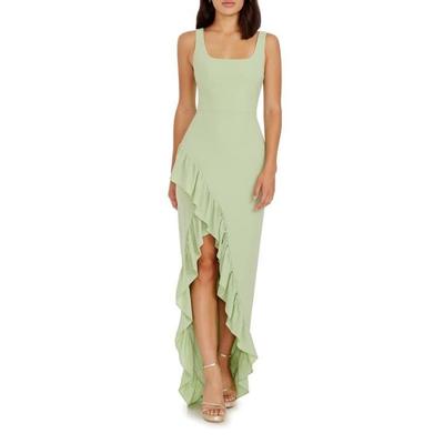 Charlene Ruffle Gown - Green - Dress the Population Dresses