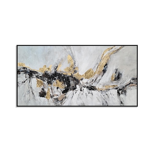 handgemachtes Ölgemälde auf Leinwand, Wandkunst, Dekoration, moderne goldene abstrakte Textur für Wohnzimmer, Wohnkultur, gerolltes, rahmenloses, ungedehntes Gemälde Image