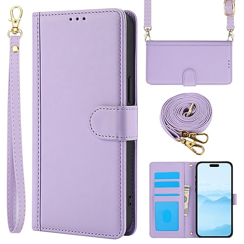 Handy Hülle Handyhüllen Für iPhone 16 15 14 Pro Max Plus 13 12 11 Pro Max Brieftaschenhülle Vollschutz mit Trageriemen Mit Handgelenkschlaufe Retro TPU PU-Leder Image