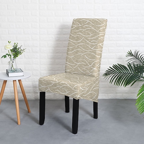 Gitter bedruckte Esszimmerstuhlbezüge, Stretch-Stuhlbezug Stuhlhussen, Spandex-Stuhlschutzbezüge mit hoher Rückenlehne Sitzbezug mit Gummiband für Esszimmer, Hochzeit, Zeremonie, Bankett Image