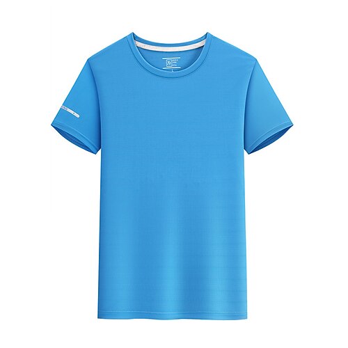 Herren T-Shirt Kurzarm Rundhalsausschnitt T-Shirt Muskelshirt Kurzarmhemd Außen Schnelltrocknend Training Weich Schweißableitend Sommer Spandex Schwarz Weiß Blau Fitnessstudio Klettern Camping Image