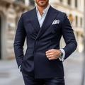 giacca blazer uomo giacca sportiva formale anniversario matrimonio elegante moda blu navy preppy blazer primaveraamp;blazer doppiopetto in poliestere tinta unita con bottoni in metallo