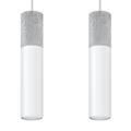Lampe suspendue acier/béton blanc H 90 cm