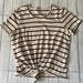 Madewell Tops | Madewell T Shirt Short Sleeve Crew Neck Tissue Tee | Color: Brown/Cream | Size: L