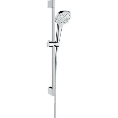 Brausegarnitur HANSGROHE "Croma Select E", weiß (weiß, chrom), Messing, Brausegarnituren, 11cm, mit Duschstange 65cm, We