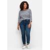 Stretch-Jeans SHEEGO "Große Größen", Damen, Gr. 20, Kurzgrößen, blau (dunkelblau denim), Obermaterial: 96% Baumwolle, 4% Elasthan (LYCRA XTRA LIFE), unifarben, casual, lang, Jeans, Skinny mit Bodyforming-Effekt