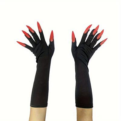 TEMU Unique Cool Punk Long Nail Wizard Gloves 2 Colors Available, Christmas Cosplay Photography Props