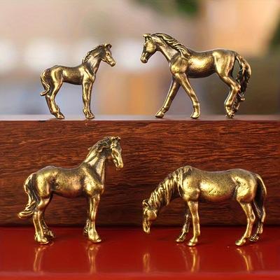 TEMU 4pcs Set Mini Copper Alloy Pony Figurines - Bonsai, Terrariums & Aquariums