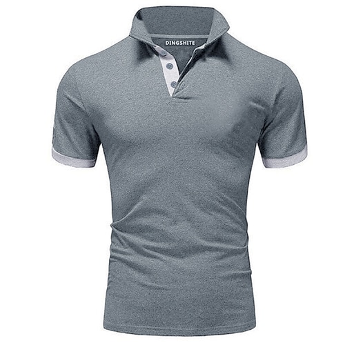 Homme T-shirt Polo Rue Occasionnel Col Rabattu Manche Courte Occasionnel Doux Couleur Unie Uni Style Classique Printemps, Automne, Hiver, Été Coupe régulière Vert pomme Jaune doré Bleu Clair Noir